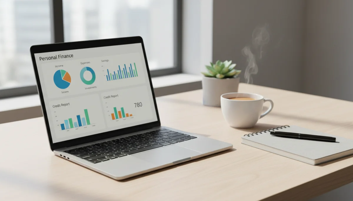 Credit report analysis on a laptop screen showing credit inquiry details and scoring data.